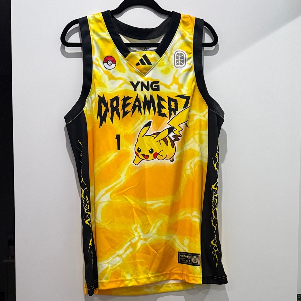 Overtime x Pokémon Pikachu Basketball Jersey YNG Dreamerz Adidas Yellow Size M